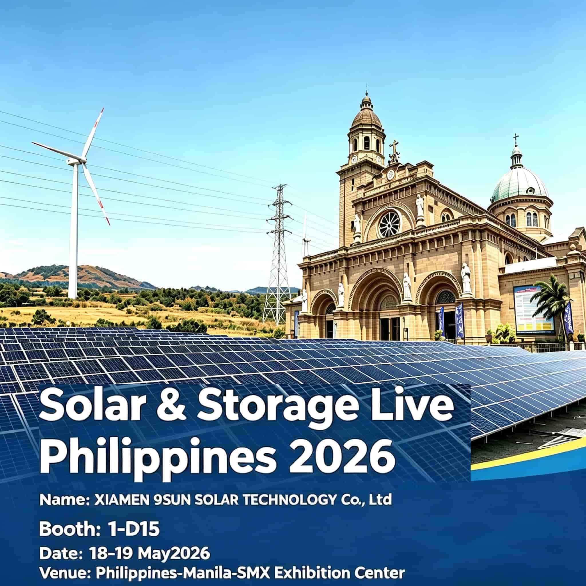 Bezoek XIAMEN 9Sunsolar op Solar & Storage Live Philippines 2026 – Stand 1-D15